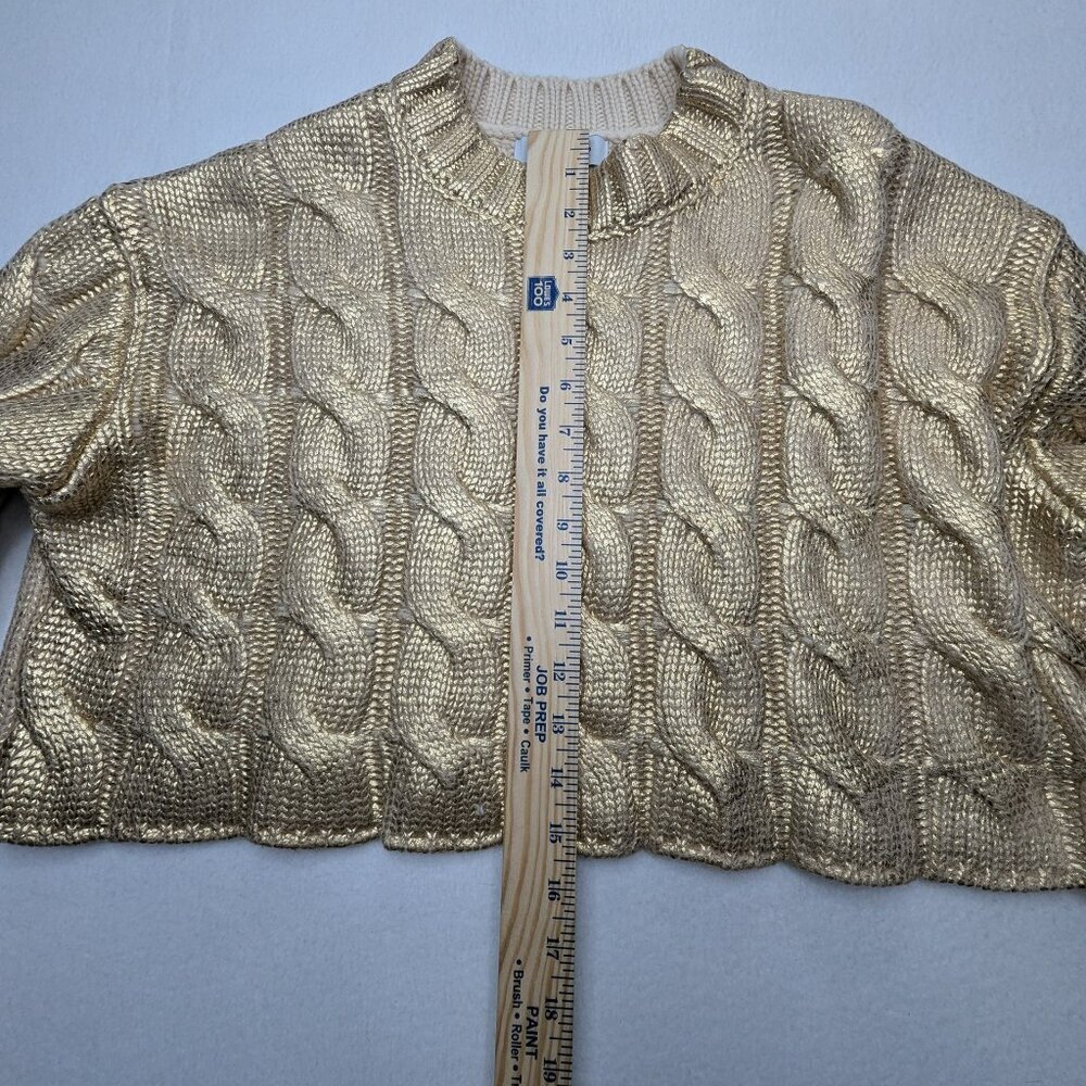The Nolishop Cropped Cable knit Chunky Women's Sweater - Metalic Gold Size XS - Picture 7 of 10
